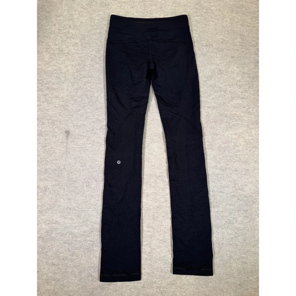 Lululemon‎ Leggings Womens 6 Black Mid Rise Ankle Ruffle Yoga Athletic Gym Pants